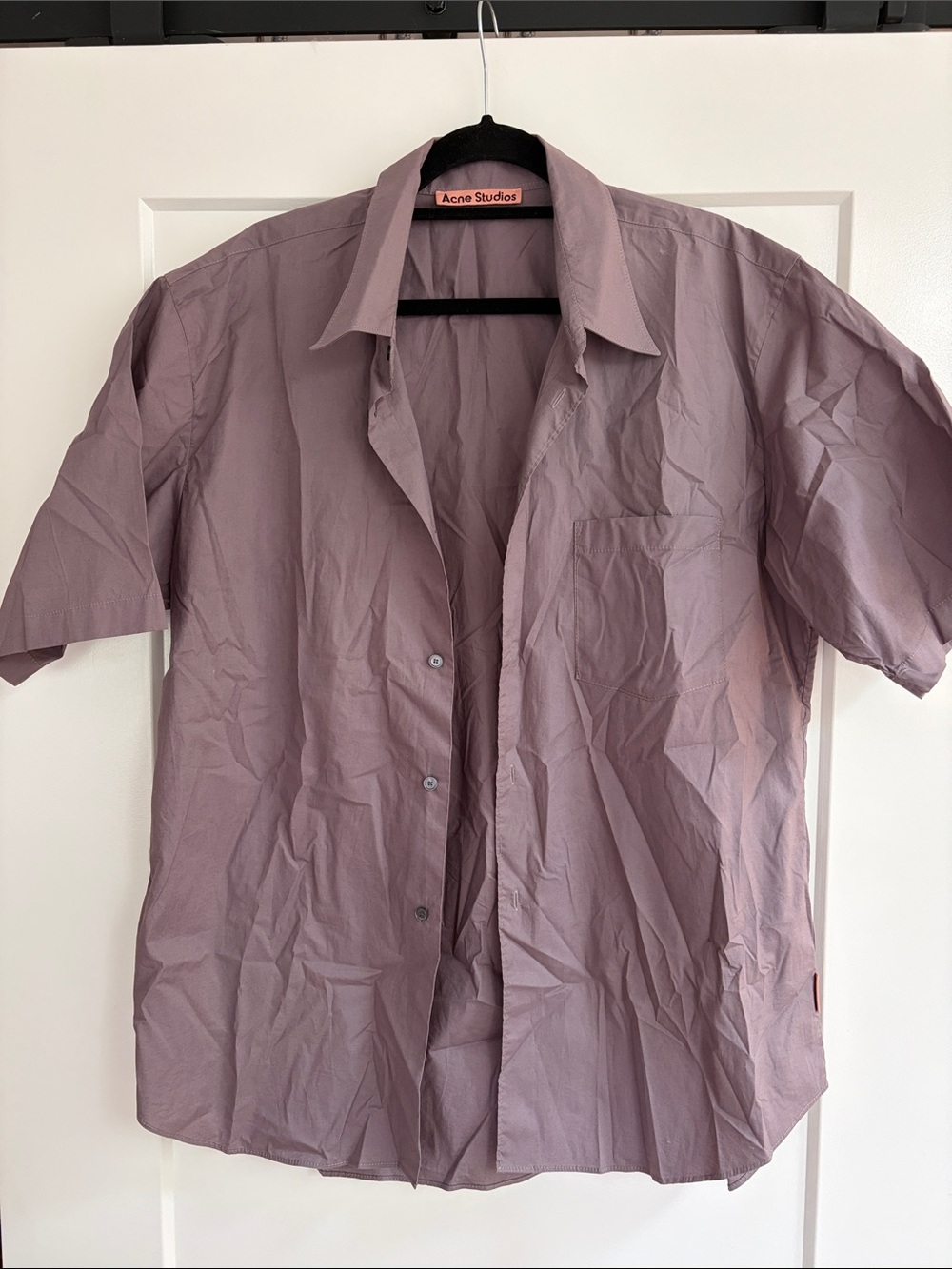 Men’s Acne Short Sleeve Button-Up Shirt in Dusty Mauve